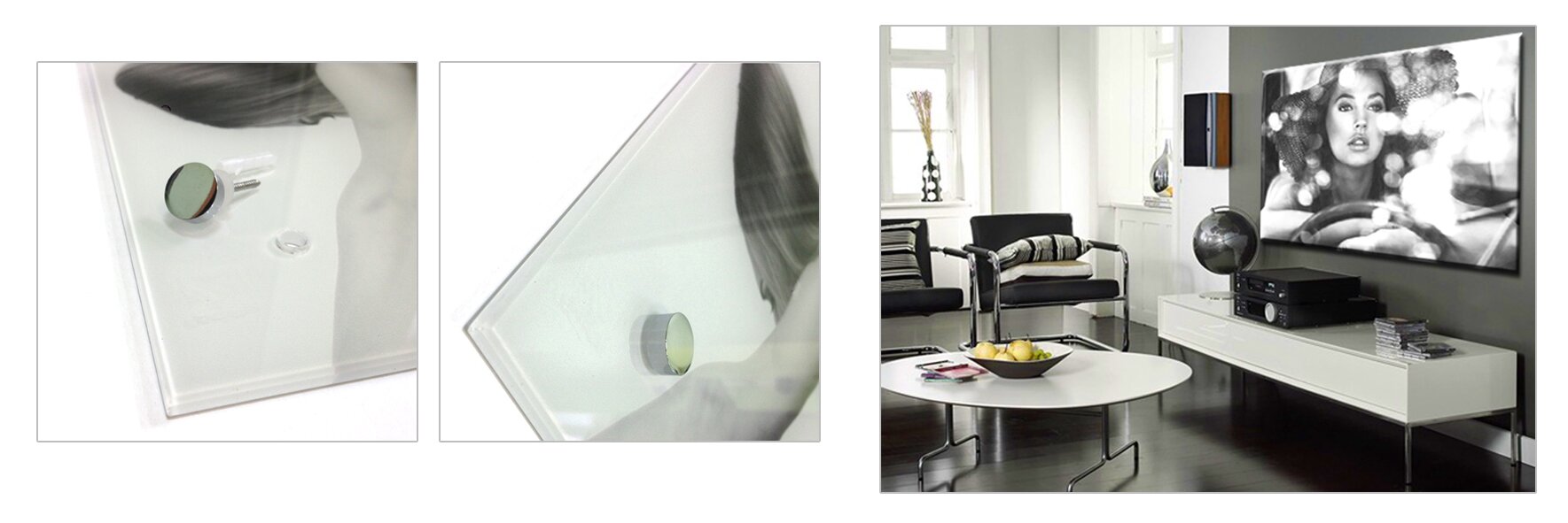 крепление стекла на стену